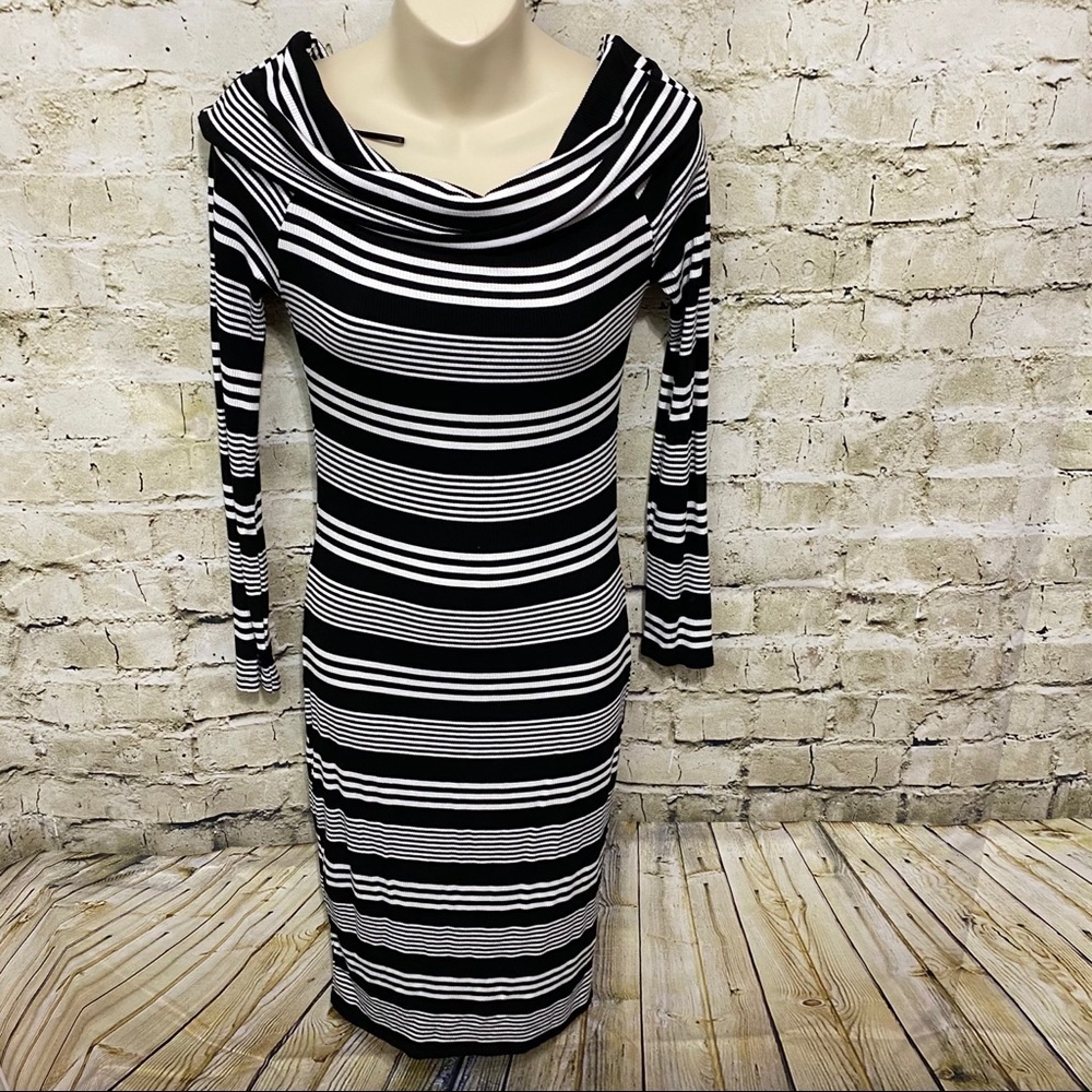 Cotton On Black Striped Off Shoulder Midi Dress